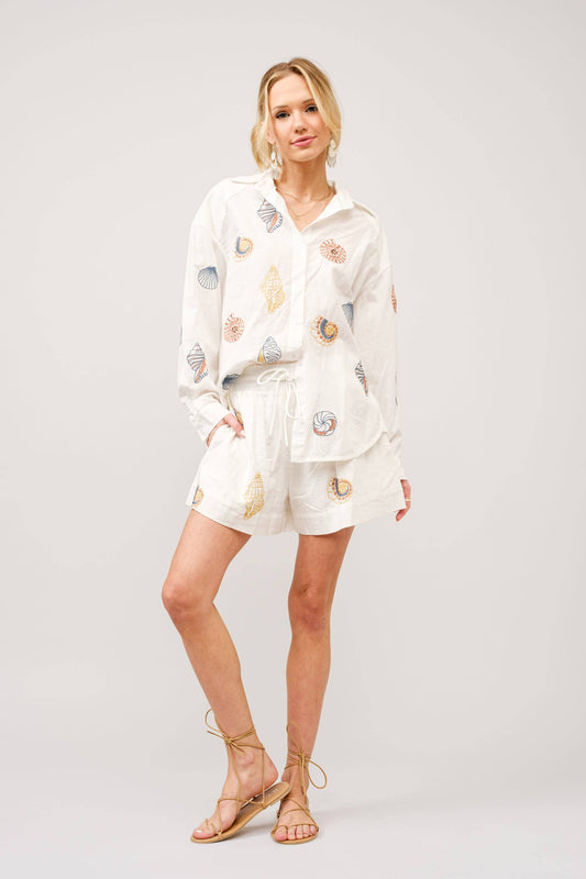 Seashell Embroidered Top