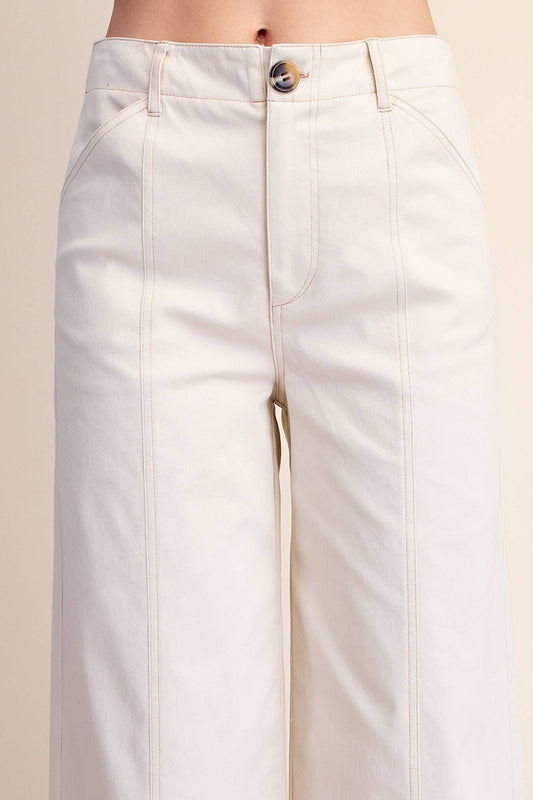 Ecru Wide Leg Pants