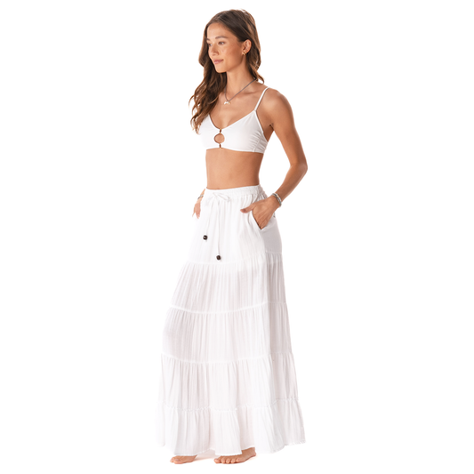 Zoey White Maxi Skirt