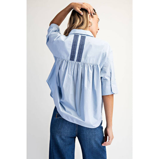 Boxy Blue Button-Down Shirt