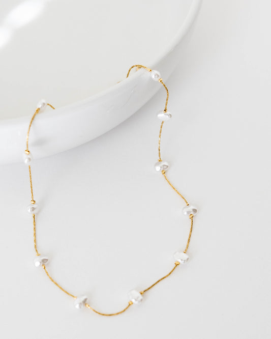DRIFT Gold Link Pearl Necklace