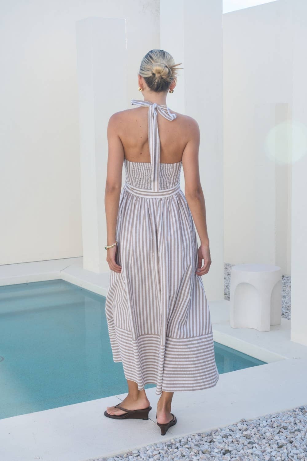 striped halter maxi dress 21 Saints Striped Halter Dress at Dry Goods