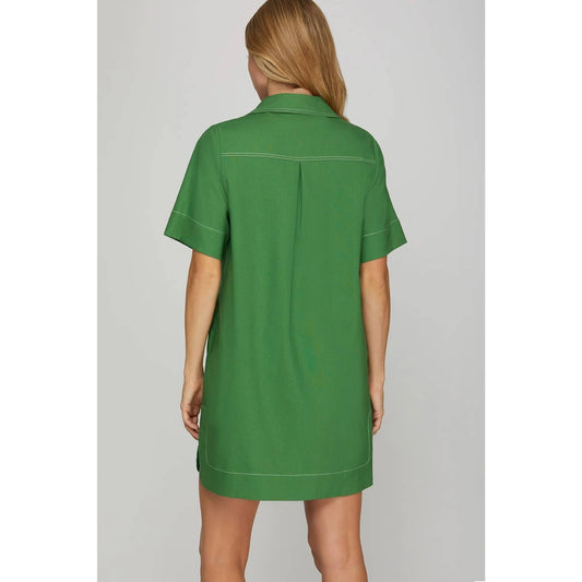 Mini Green Shirt Dress - Lana Style