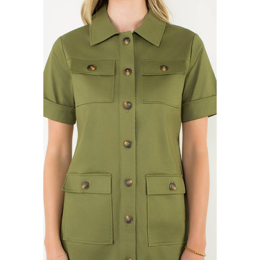 Olive Collared Dress