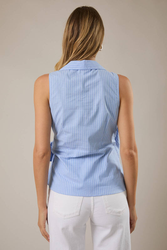Sky Striped Tie Top