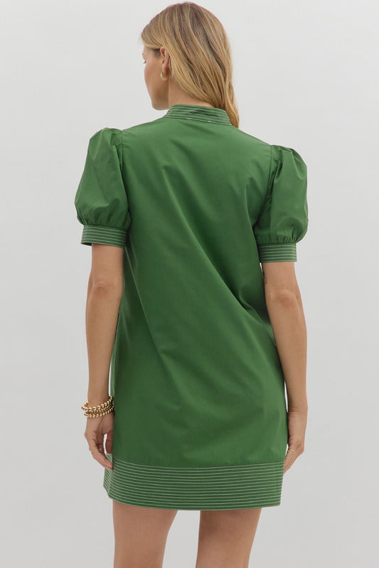 Flora Forest Green Mini Dress