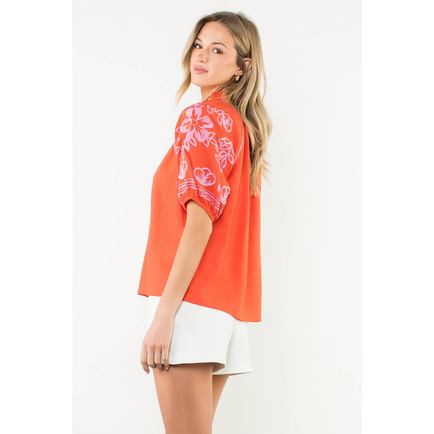 Sadie Embroidered V-Neck Top