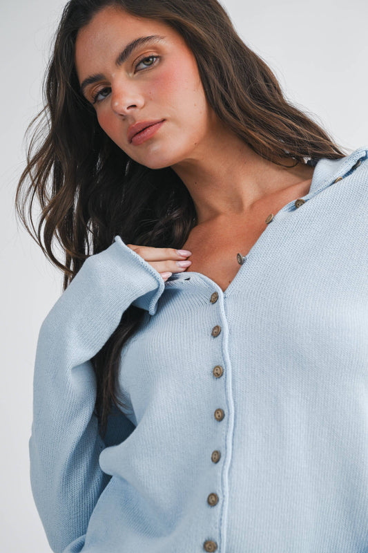 Sky Button Knit Cardigan