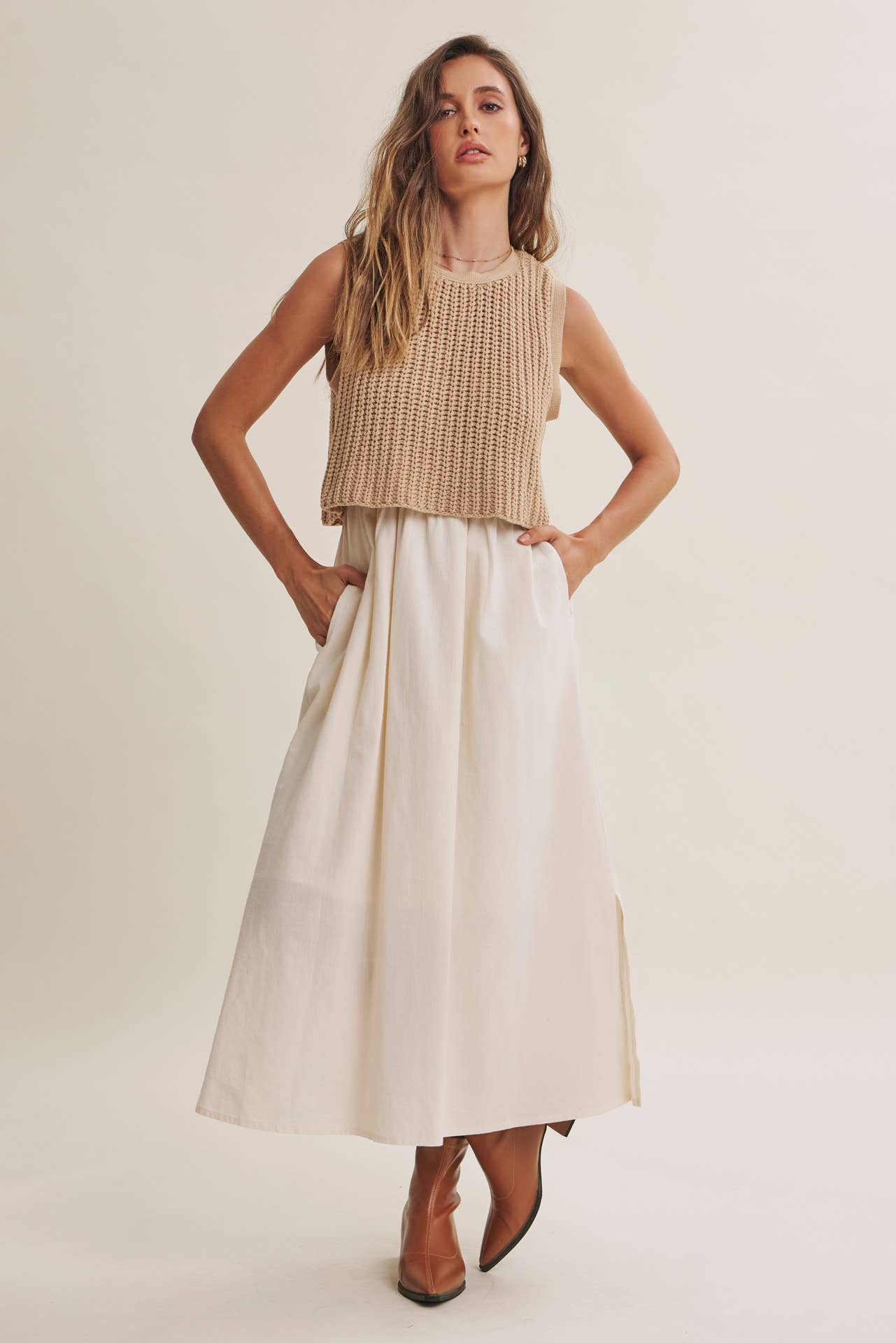 Latte Chunky Sweater Midi