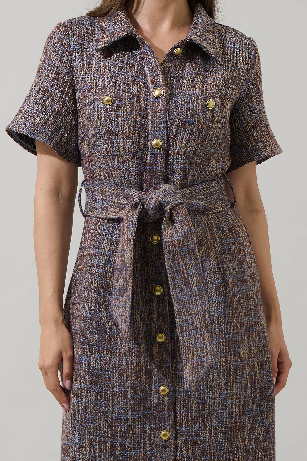 Serah Tweed Button Up Dress