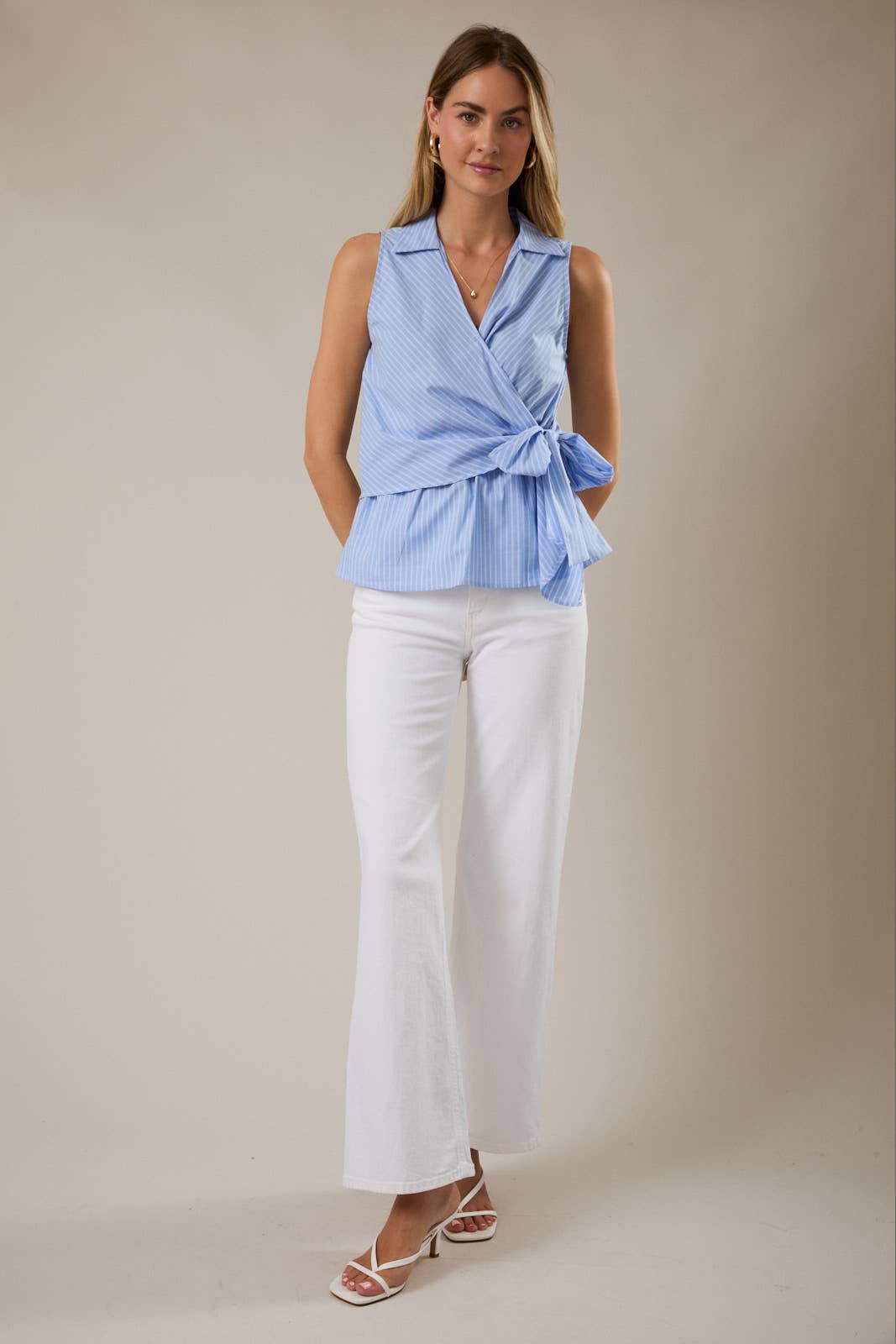 Sky Striped Tie Top