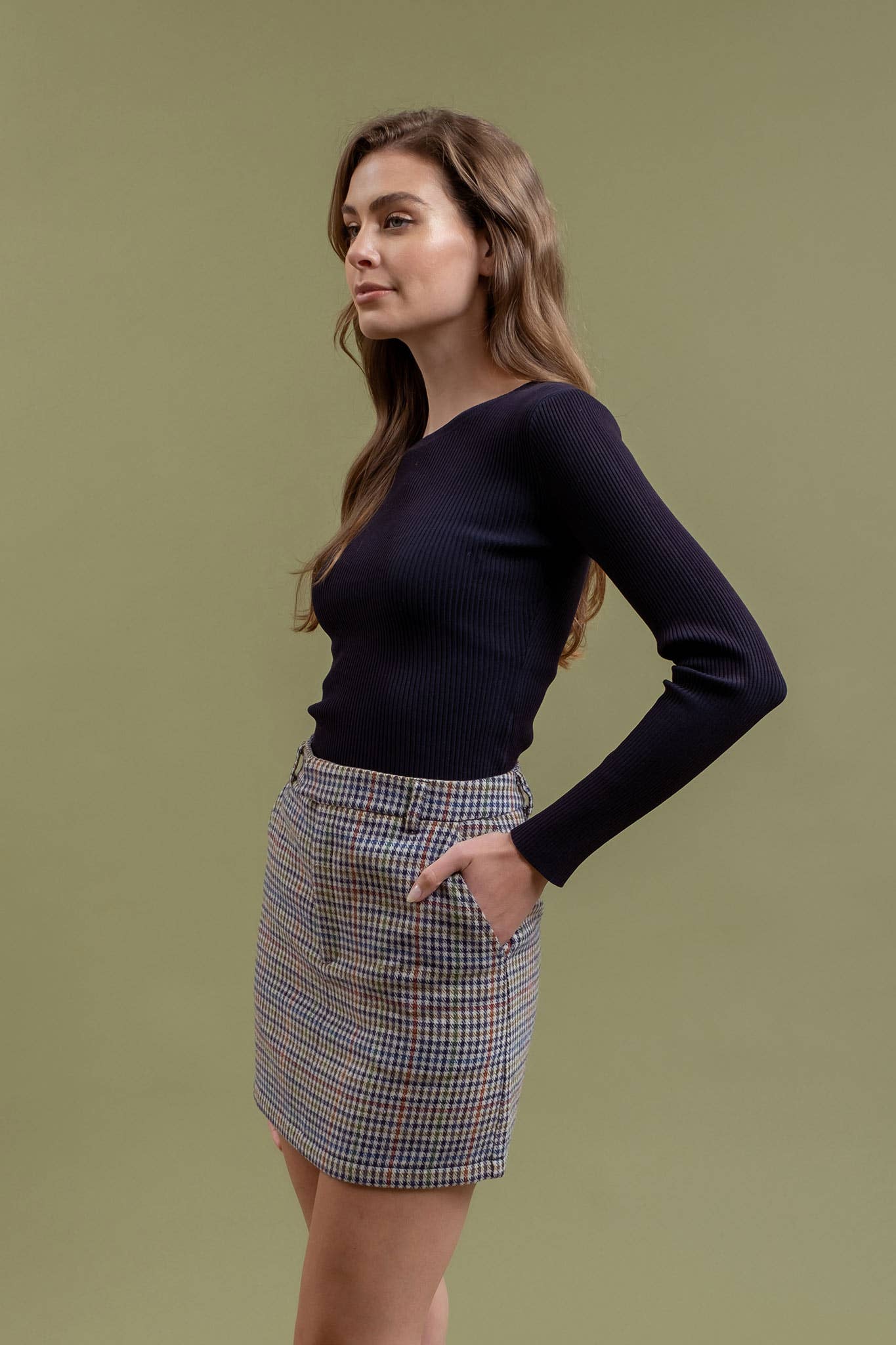 Basic RIbbed Sweater-Navy