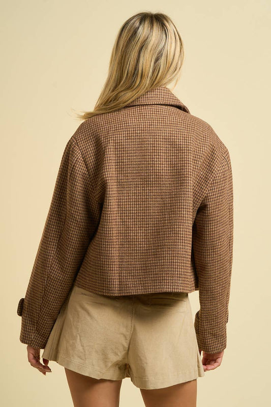 Houndstooth Cropped Jacket