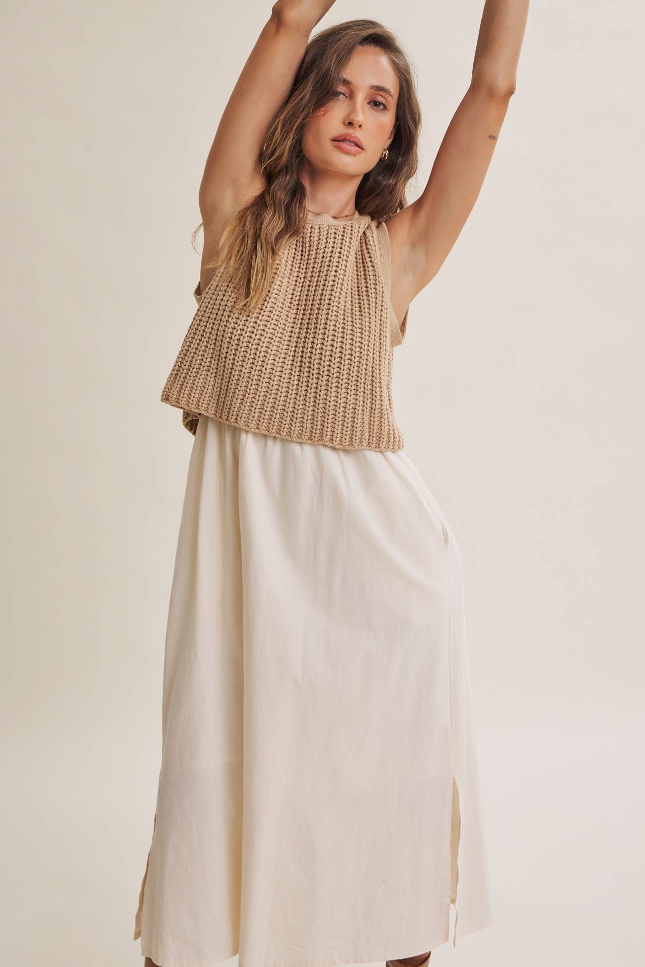 Latte Chunky Sweater Midi