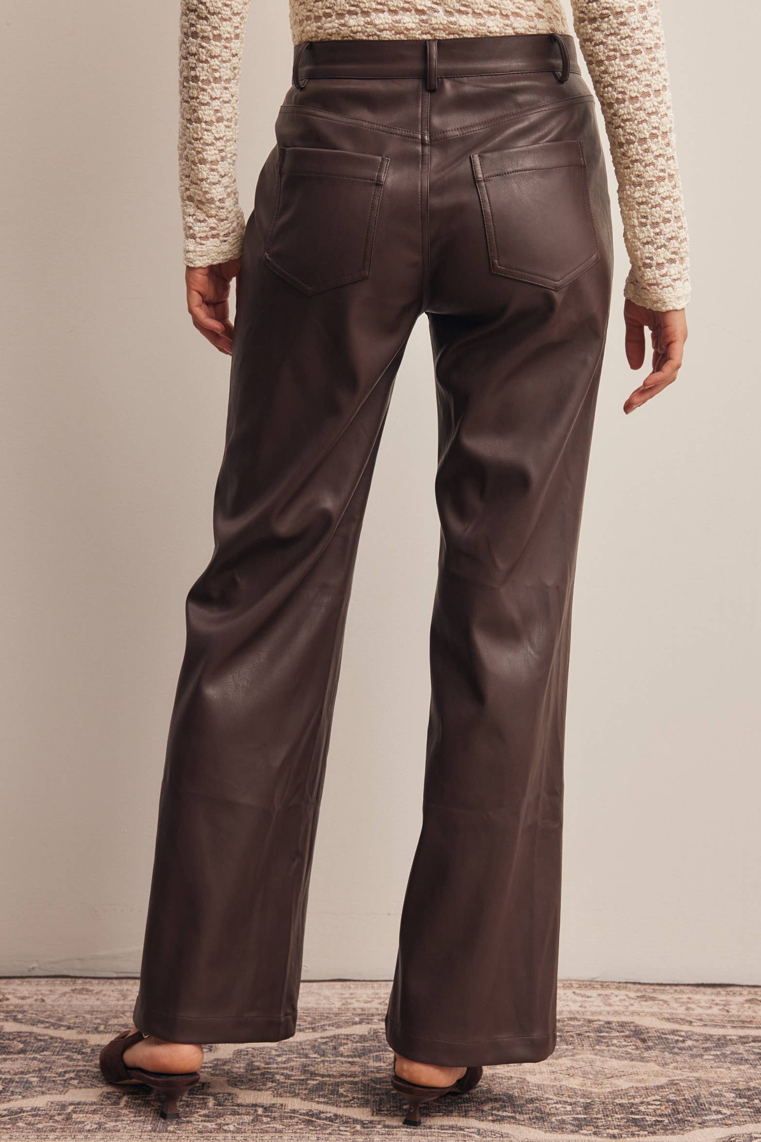 Faux Leather Straight Leg Pants