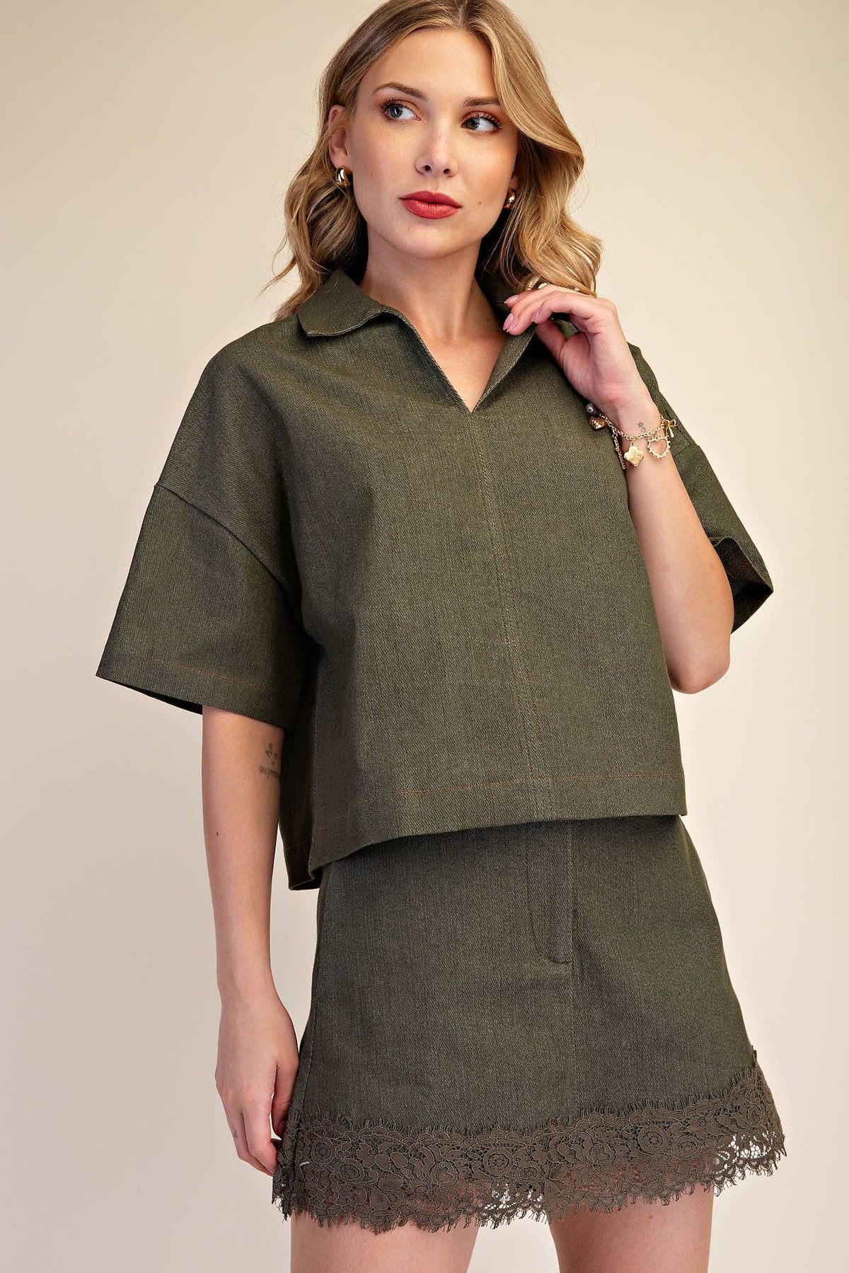 Olive Modern Top