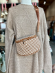 Birdie Saddle Checkered Crossbody Bag: Tan Checkered