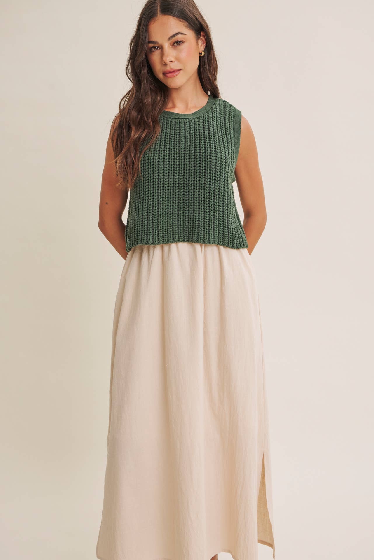 Latte Chunky Sweater Midi