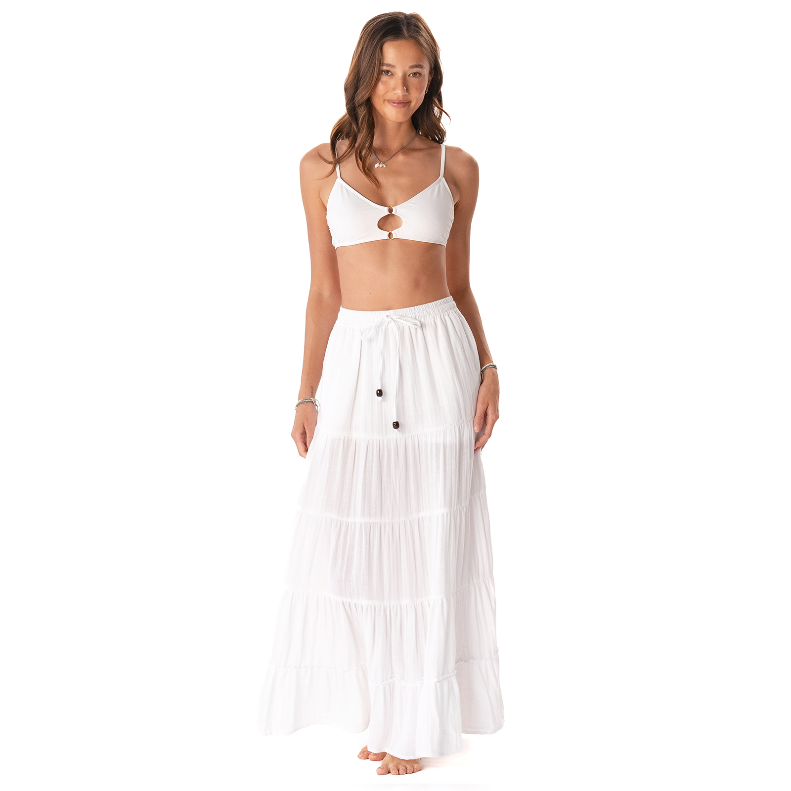 Zoey White Maxi Skirt