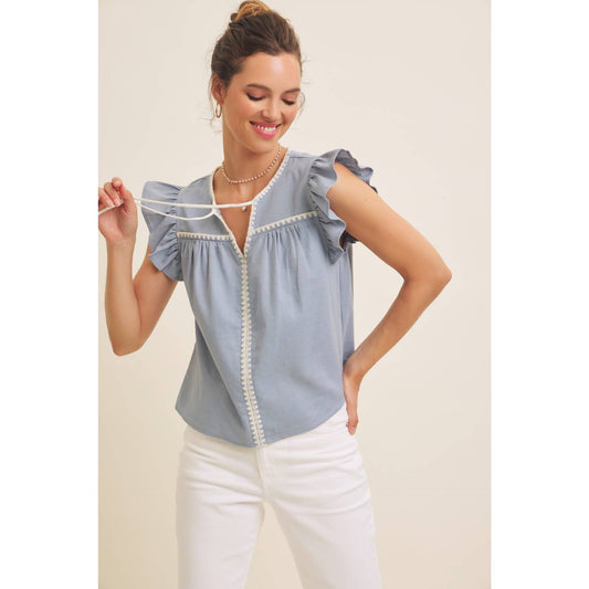 EMMA BLOUSE WITH RUFFLE SLEEVES