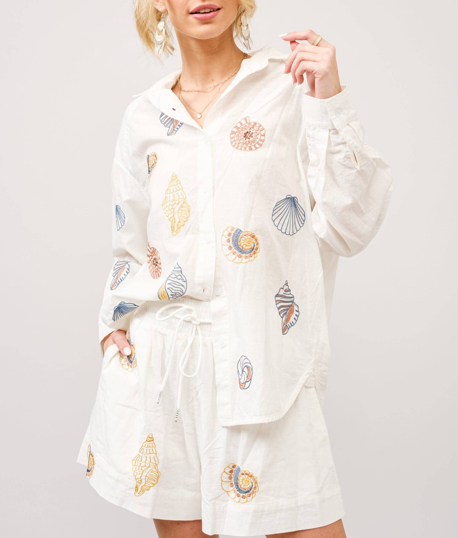 Seashell Embroidered Top