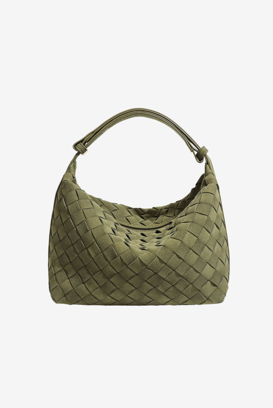 Suede Hobo Bag: Olive