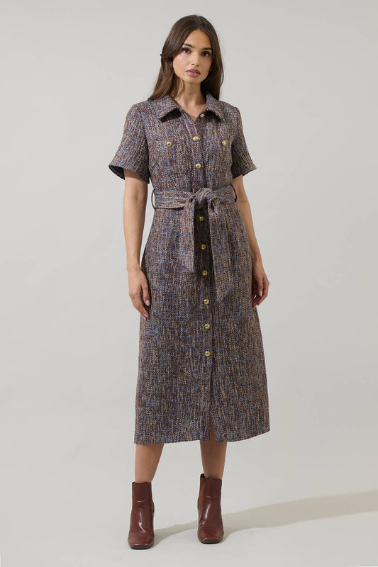 Serah Tweed Button Up Dress