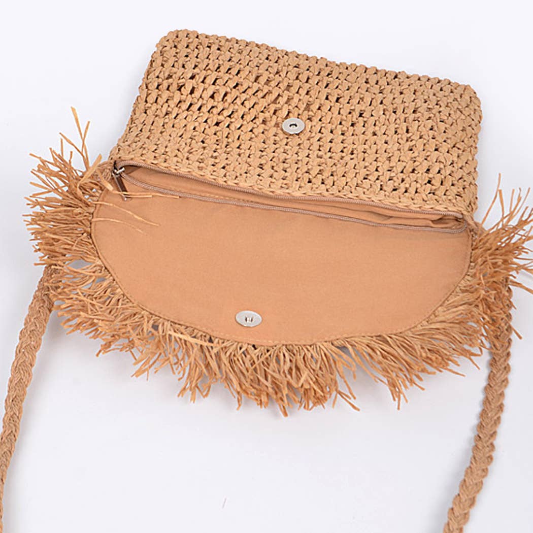 Summer Straw Clutch: Khaki
