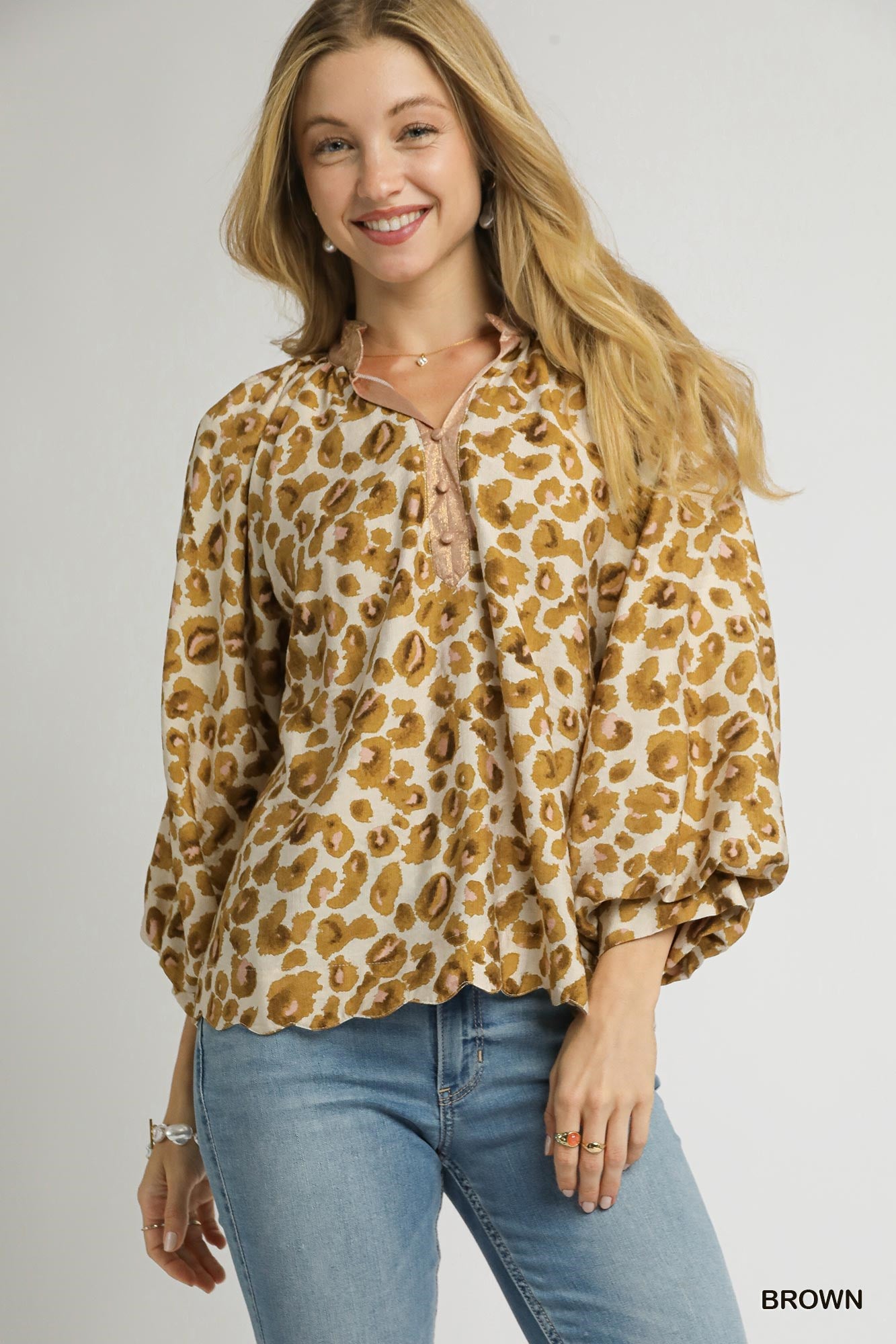 Henley Leopard Blouse