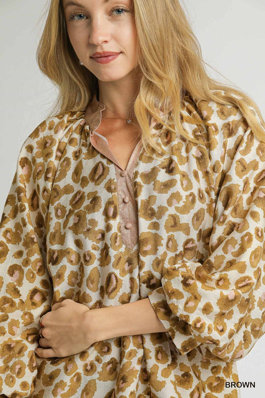 Henley Leopard Blouse