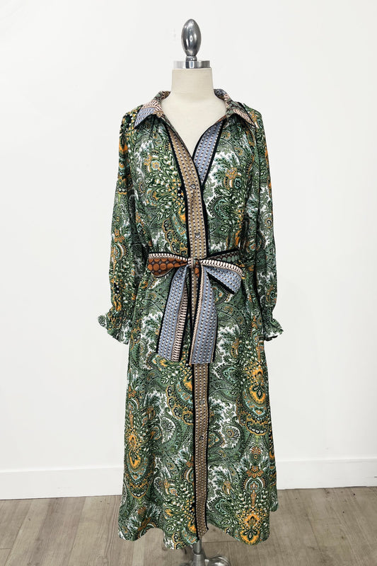 Paisley Mixed Print Shirt Dress