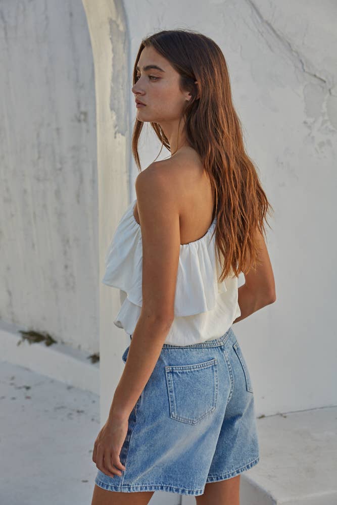 Aaron Shoulder Ruffle Top