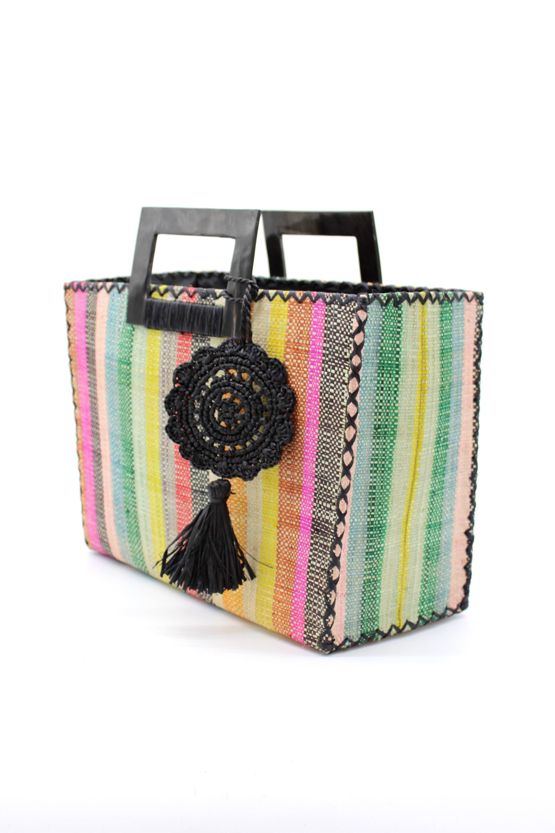 Stevie Square Straw Handbag