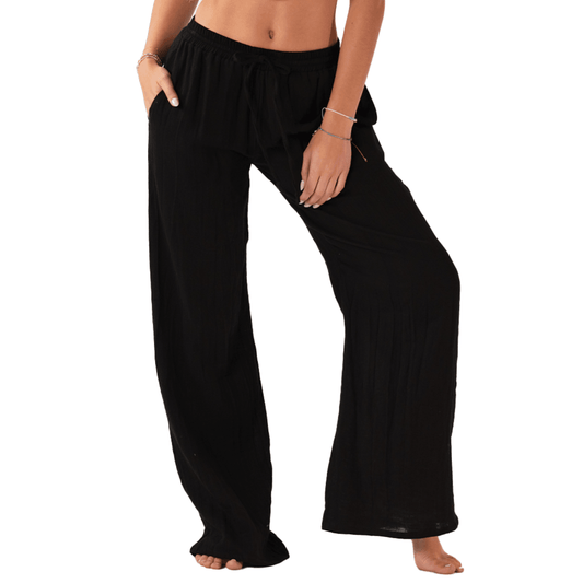 Black Cabana Pants - Wide Leg Cotton Lounge Pants