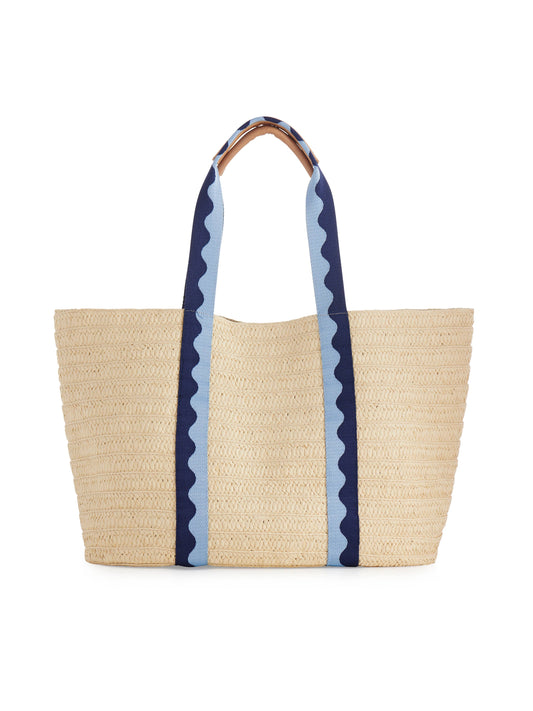 Marbella Blue Straw Tote Bag