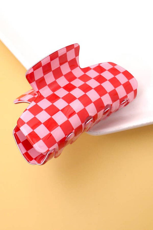 Red Checker Hair Claw