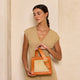Brown Cane Handbag with Buckle
