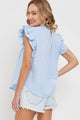 Lennox Sky Blue Smocked Ruffle Top