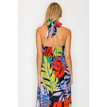 Midnight Tropical Halter Maxi