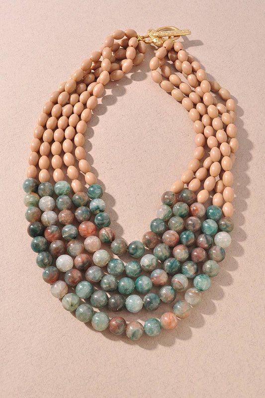 Green Stone Layered Necklace