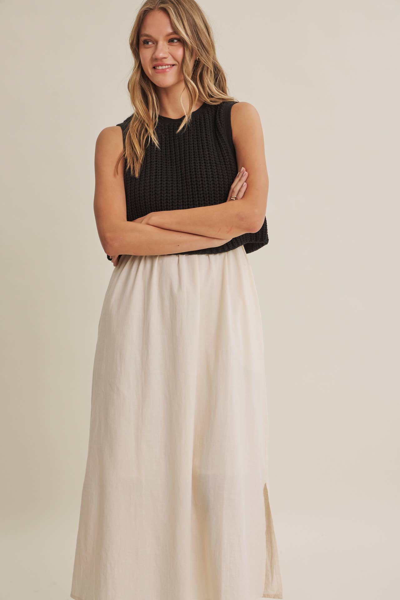 Latte Chunky Sweater Midi