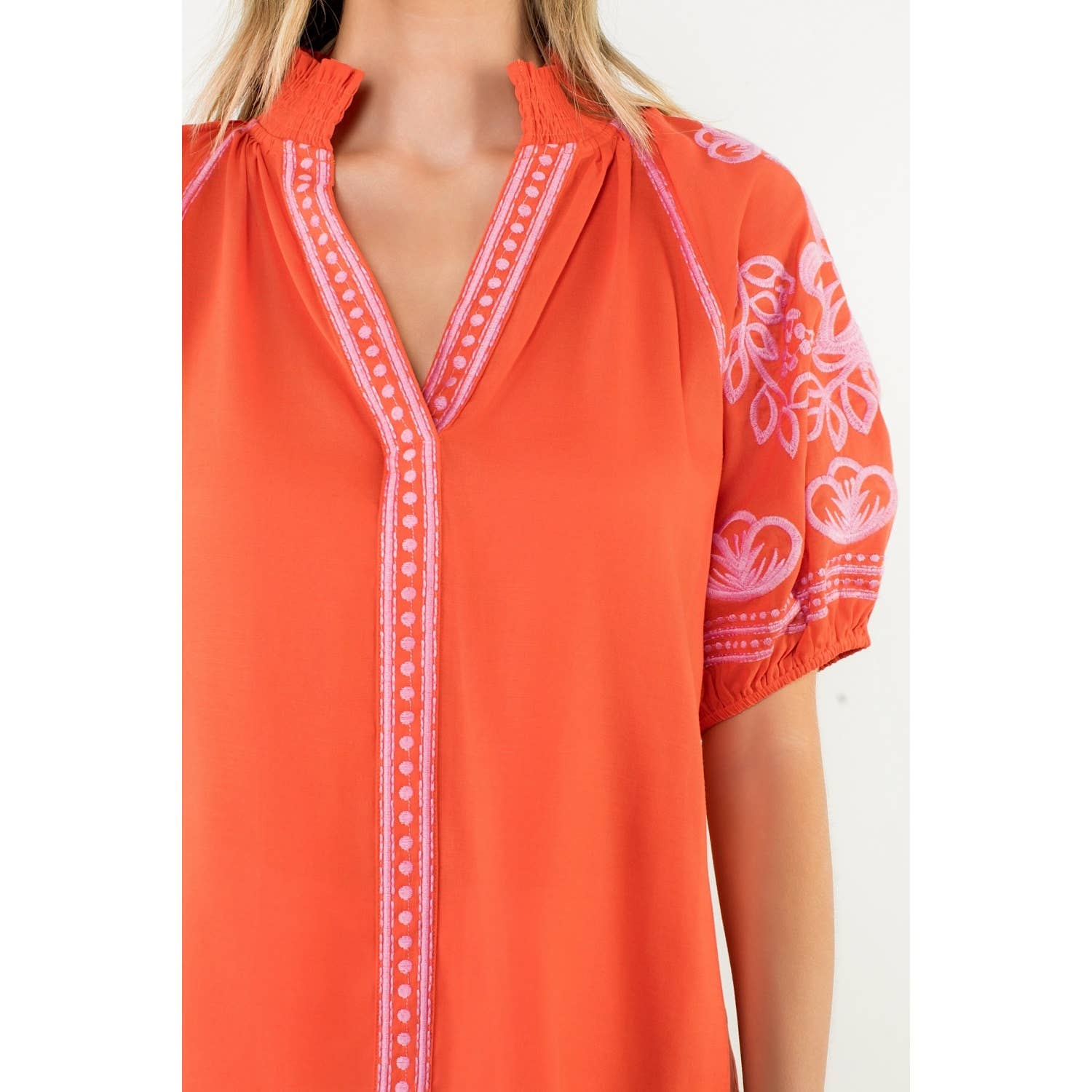 Sadie Embroidered V-Neck Top