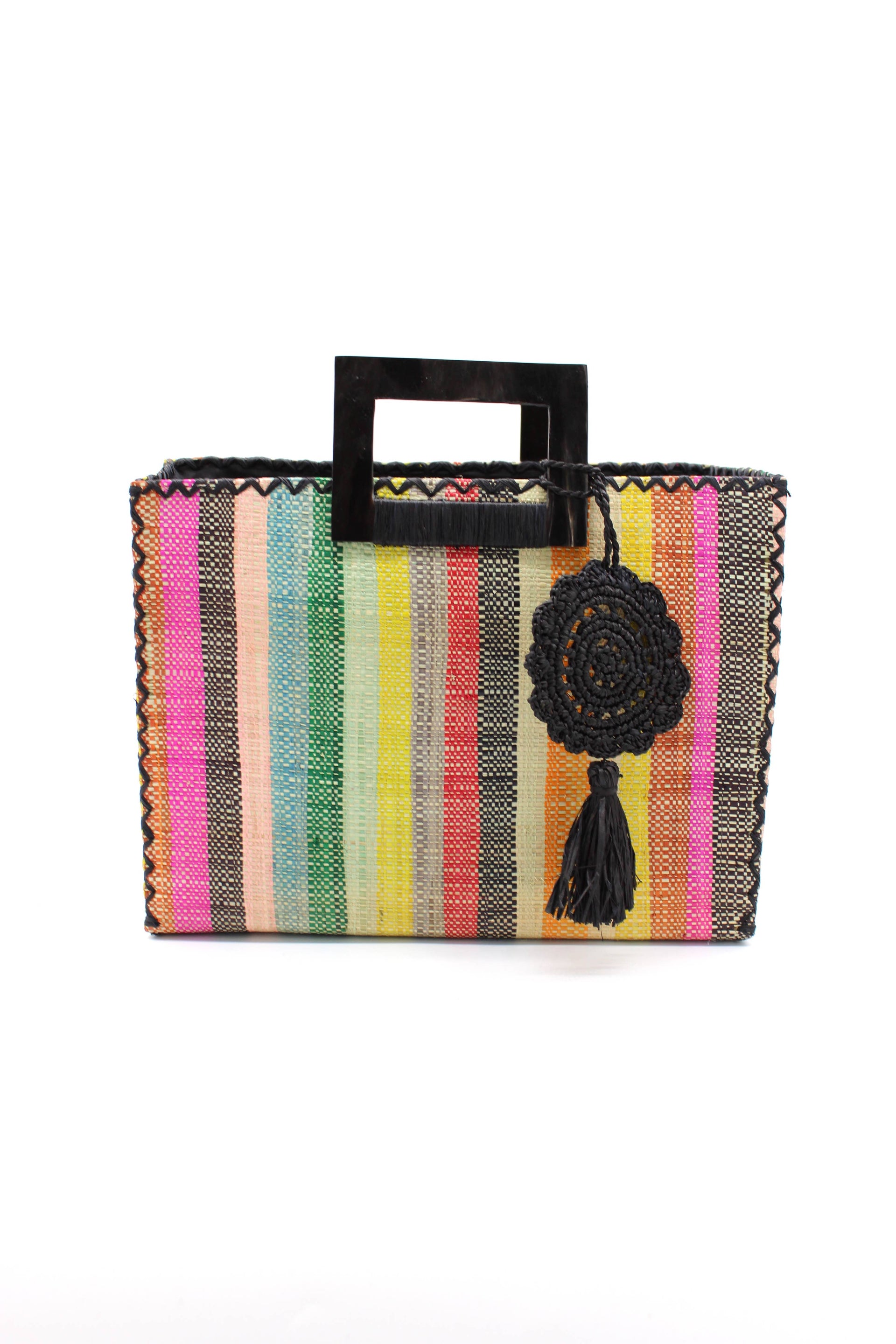 Stevie Square Straw Handbag