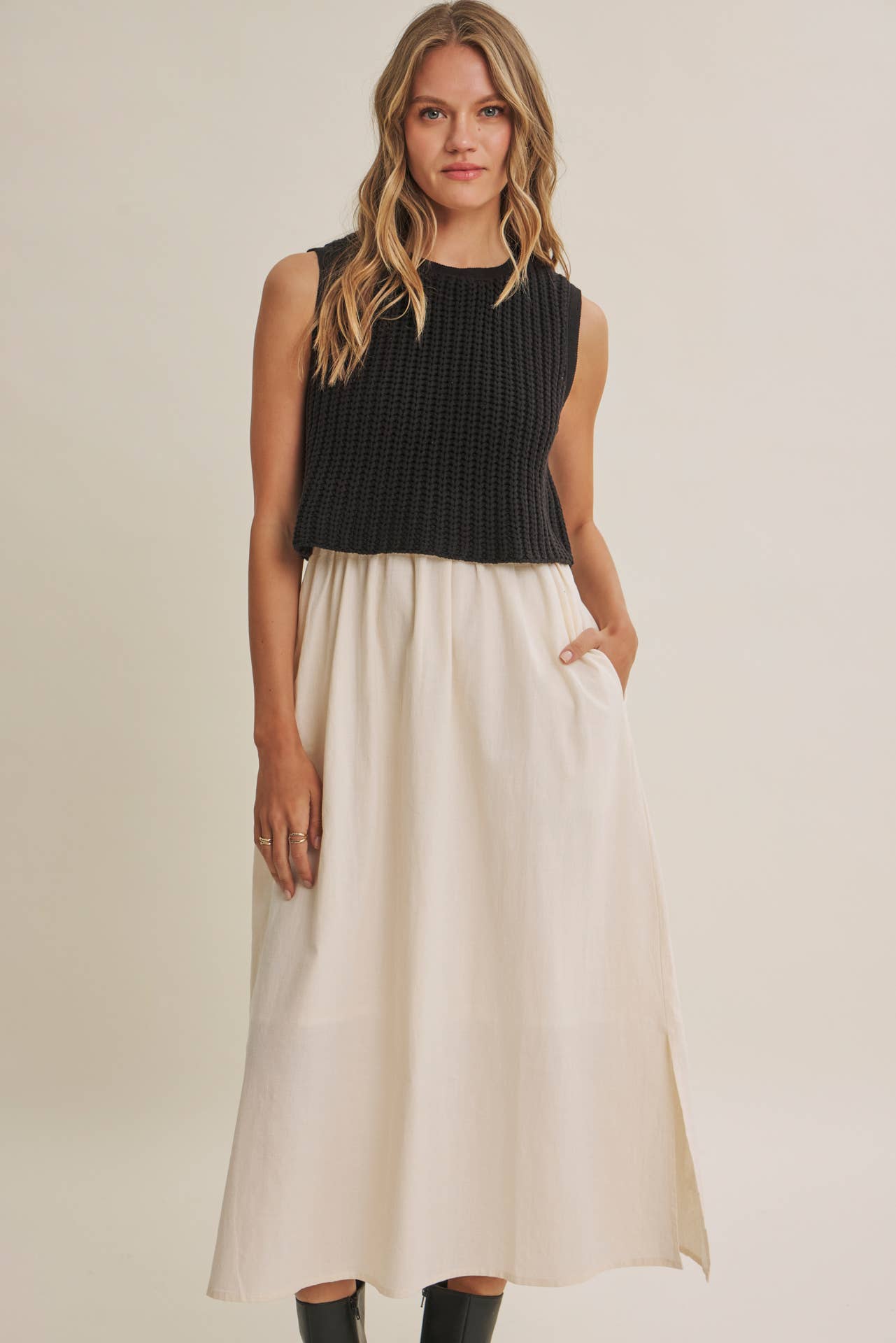 Latte Chunky Sweater Midi
