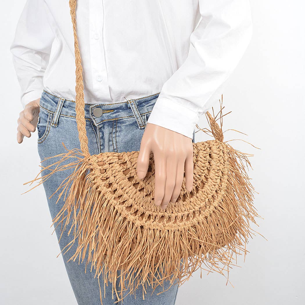 Summer Straw Clutch: Khaki