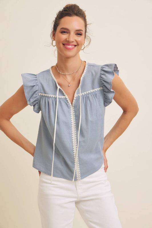 EMMA BLOUSE WITH RUFFLE SLEEVES