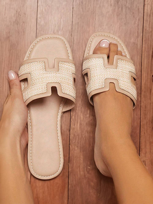 Open Toe Slippers: White / (US 8.5)40