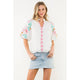 Kara Embroidered Puff Sleeve Top
