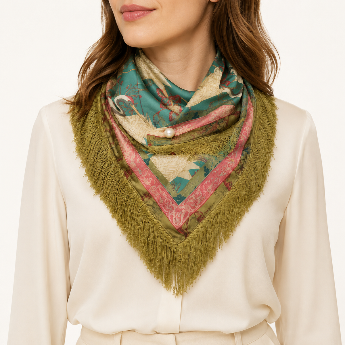 Crane Fringe Scarf