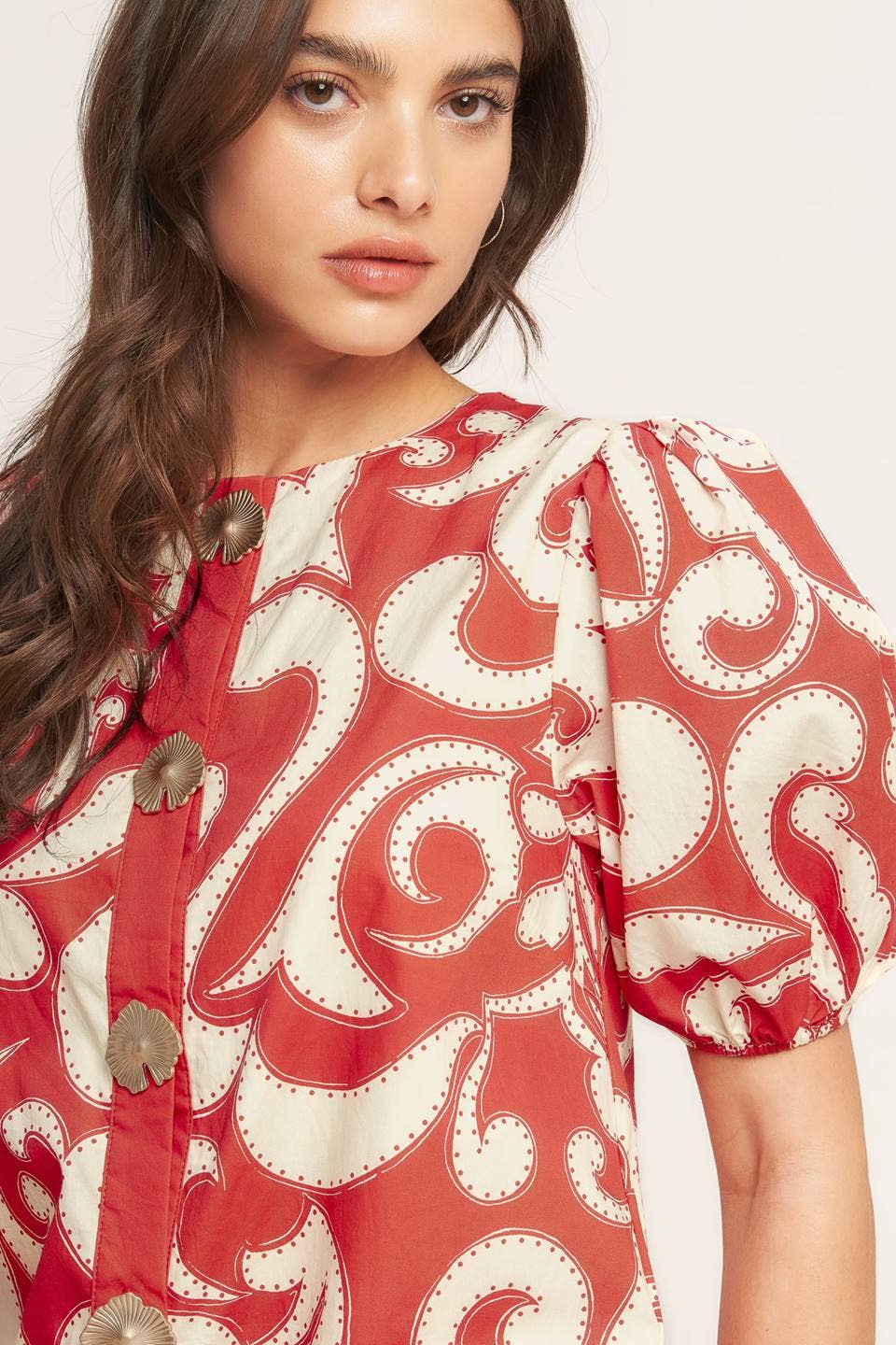 Printed Mini Dress - Red Ivory - Livie Style